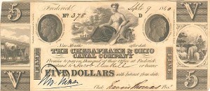 The Chesapeake and Ohio Canal Co. - Obsolete Banknote